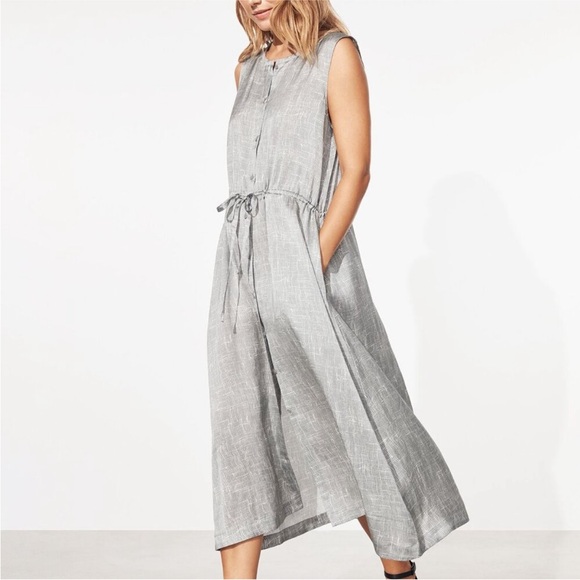 Eileen Fisher Dresses & Skirts - EILEEN FISHER Drift Silk Organic Cotton Button-front Dress In Gray